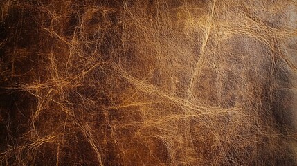 Obraz premium Brown leather texture presents a background rich with character, featuring unique scratches that enhance its appearance. This brown leather texture offers a striking visual appeal.