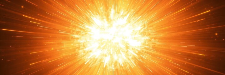 Obraz premium Bright orange and yellow energy radiating outwards from a central point, depicting a powerful blast, graphic, visual