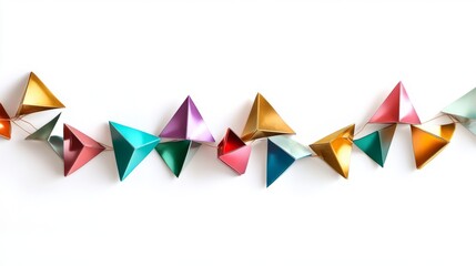 Geometric Garland. Triangular or hexagonal shapes in metallic colors