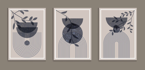 Mid-century modern minimalist abstract aesthetic illustration and wall art decoration vector.