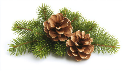 Fresh fir branches with pine cones create natural, festive decoration. Perfect for holiday arrangements or seasonal displays, this captures essence of winter beauty