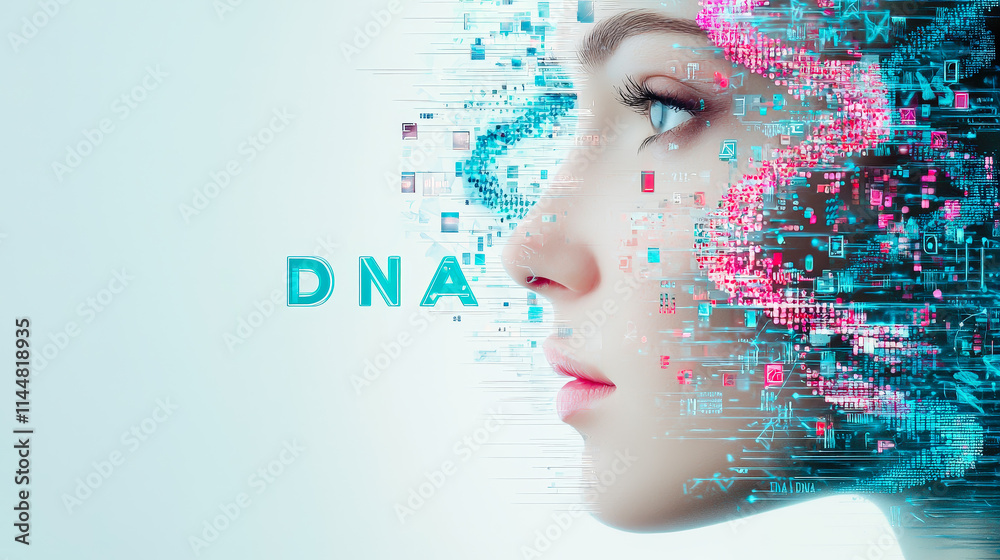 Poster Digital representation of DNA exploring the intersection of technology and genetics in modern science
