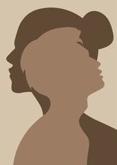 silhouette of a handsome and charming man, girl