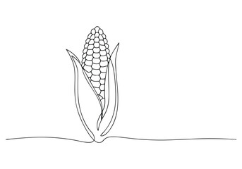 Continuous One-Line Drawing of a Maize Ear - Minimalist Agricultural Art