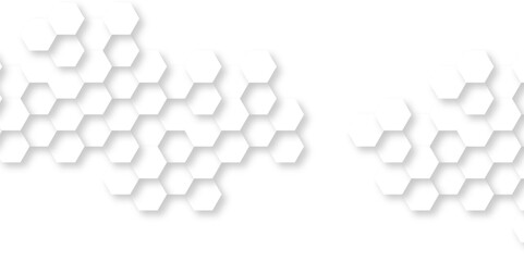 Minimal white hexagonal hexagon modern technology creative emboss light honeycomb polygonal web. abstract geometric science and mosaic tile with template texture background.