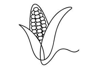Continuous One-Line Drawing of a Maize Ear - Minimalist Agricultural Art