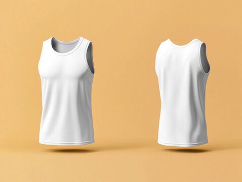 white undershirt tank top mockup with front and back view. men's undershirt mock-up template.
