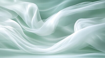 Obraz premium Elegant Draped Sheer Fabric in Soft Green Hues