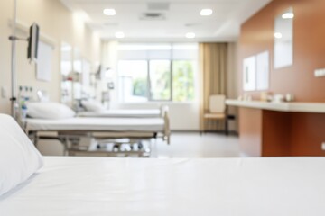 Capturing a serene atmosphere, the blurred background enhances the tranquility of the hospital.