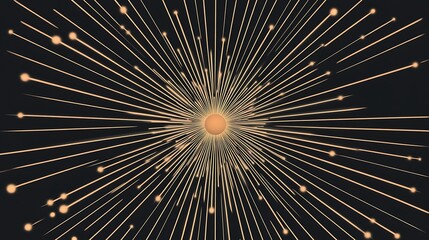 Obraz premium Abstract burst of light, radiating lines and dots on dark background.