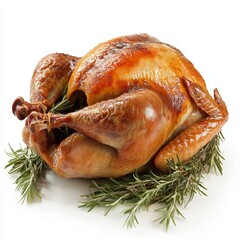 photo of Roast turkey, isolated on white background
