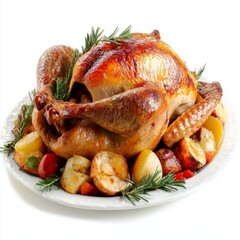 photo of Roast turkey, isolated on white background