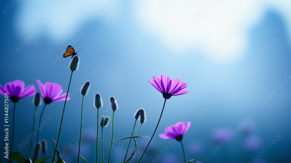 Canvas Prints A butterfly sitting on top of a purple flower