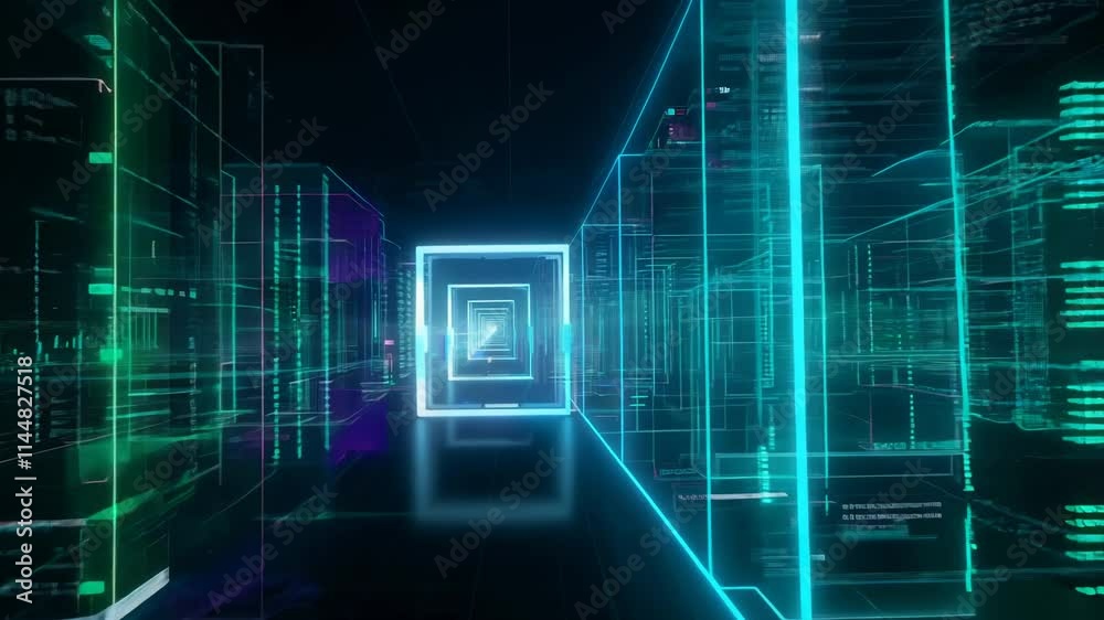 Poster Big data and compute power concept with virtual servers in data center