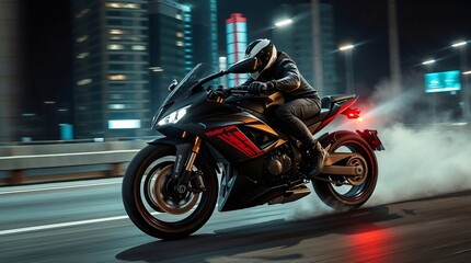 Fototapeta premium Night Rider: Urban Speed and Thrills 