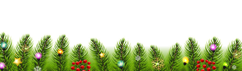 Winter Christmas Card And Christmas Fir Tree Branches