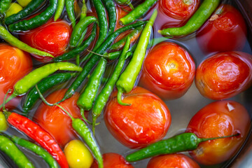 red and green chili peppers