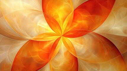 Abstract floral design in warm orange tones.