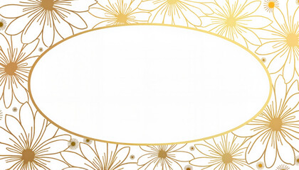 Golden floral frame with white copy space for invitations and cards