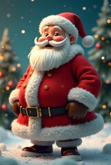 Santa Claus with Christmas tree