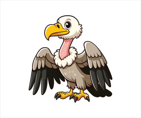 A cute flat cartoon vulture bird vector illustration on white background