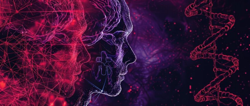 Support Personalized Medicine Research. In black, red and purple tones