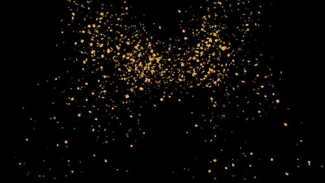 Confetti party explosion effect Glitter double of festive particles background. Party Cracker confetti star particle. holiday event transition, revealer, logo title festival Christmas, Diwali, Ramadan