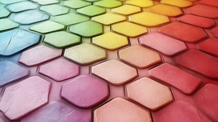 Fototapeta premium Rainbow Hexagon Pattern Colorful Surface Texture