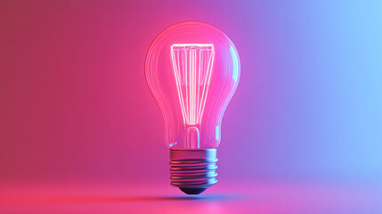 Fototapeta premium A light bulb is lit up in a pinkish purple color