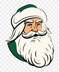 Santa Claus. Saint Nicolas. Father Christmas. Vintage Santa Claus head. Symbol of New Year and Christmas. Vector flat illustration on transparent background