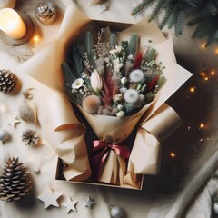 Christmas decoration on table. 