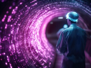 Underground laboratory installation of fiber optics high-tech environment scientific exploration dynamic perspective future concepts