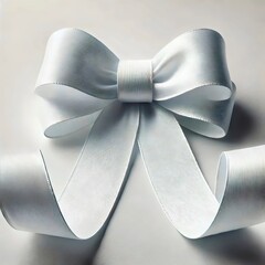 Bow made of white satin ribbon.