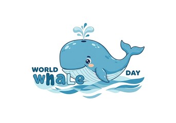 Naklejka premium The illustration is a fun and minimalistic design created in honor of World Whale Day