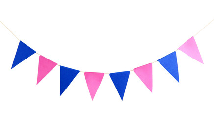Fototapeta premium Colorful party flags isolated on white. Festive decor