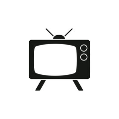 Old TV Logo Design Silhouette Vector white background