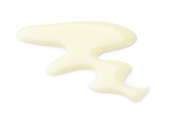 Spilled tasty condensed milk isolated on white