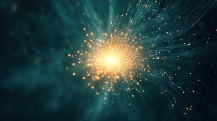 Dynamic interplay of fiber optic cables in a centralized network abstract art scene digital environment closeup view