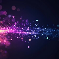 Obraz premium Dynamic light pulses in fiber optics technology lab closeup visuals dark environment abstract concept