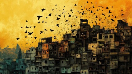 bird town in the night