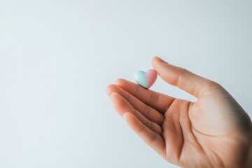 Naklejka premium Hand holding a two toned heart candy.