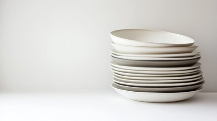 Obraz premium Stacked Clean and Polished Dining Plates