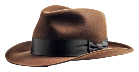 Brown fedora hat with black ribbon detailing, classic fashion accessory concept