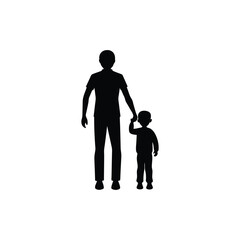 Father and son silhouette vector white background