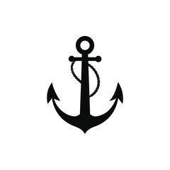 Anchor silhouette vector icon white background