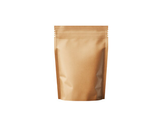 Clean kraft pouch isolated on transparent background.