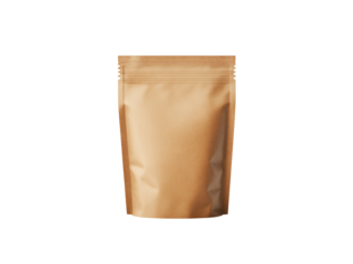 Clean kraft pouch isolated on transparent background.