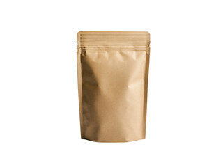 Clean kraft pouch isolated on transparent background.