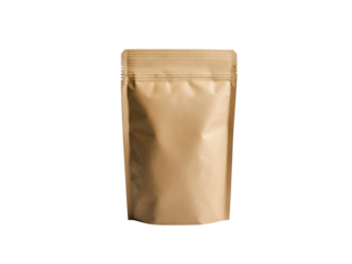 Clean kraft pouch isolated on transparent background.