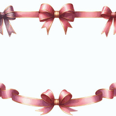 Illustration of a set of colorful bows on a white background, a collection of bows for a ribbon design, gift boxes for the christmas season.